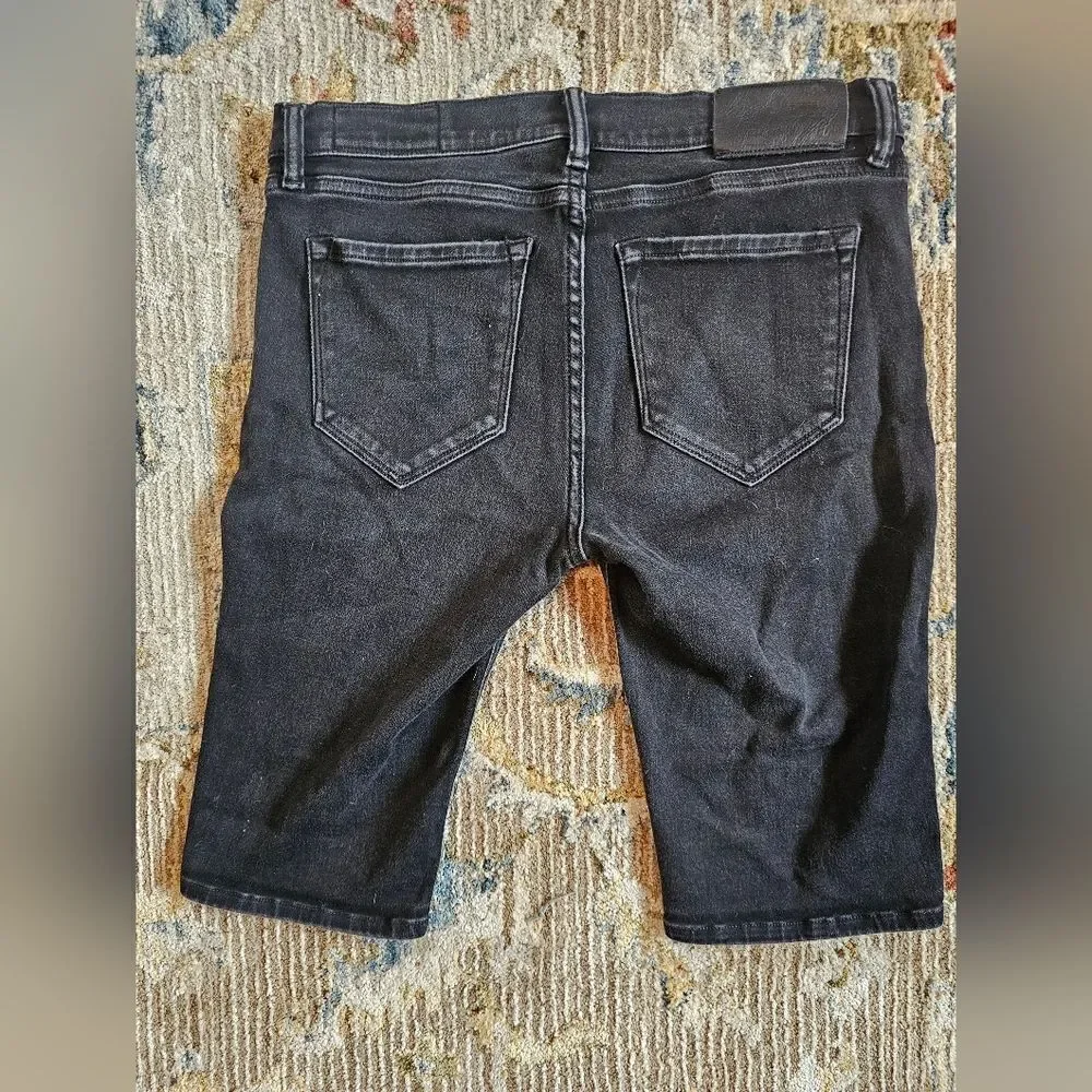 All Saints slim fit bike shorts black denim sz 29 with 11